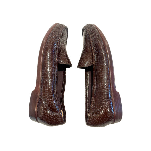 SAS Simplify Loafer Moccasin Flats Faux Croc Patent Leather Brown Women’s Size 9 - Picture 6 of 9
